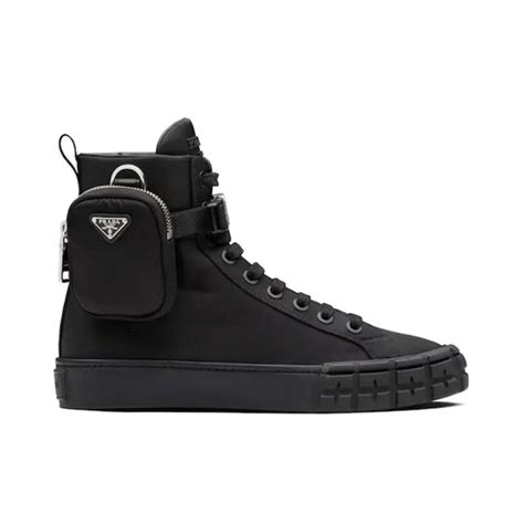 prada re nylon high top sneakers black 35.5|Prada Re.